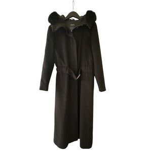 ‘S MaxMara Alpaca & Wool Fox Fur Trim Jacket Black Size 10